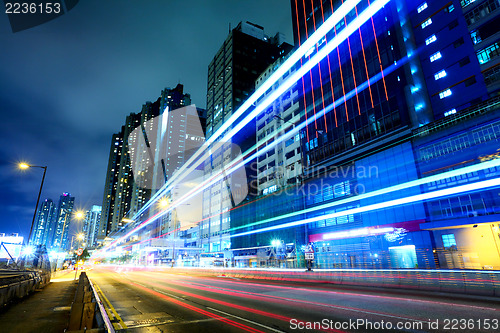 Image of Traffic trail at night in Hong Kong 