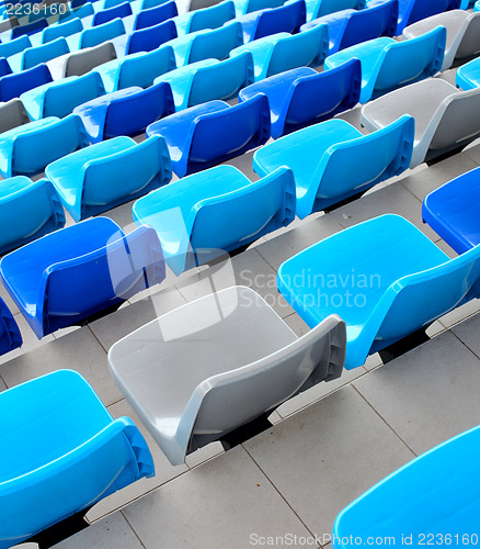 Image of Blue seats at stadium 
