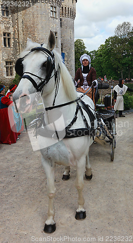 Image of Medieval Woman in a Carriage