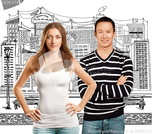 Image of European Woman And Asian Man