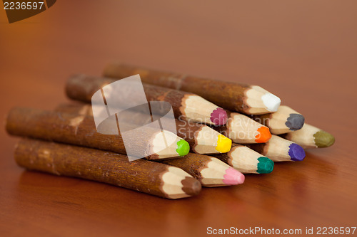 Image of Colored pencils made out of wood bark