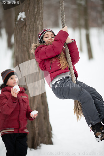Image of Children playing in winter park