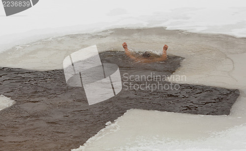 Image of Man in ice cold water