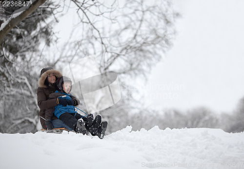 Image of Down the slope on sledge