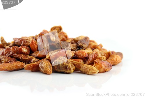 Image of Close up of Dried Chilies on an isolated background shallow DOF