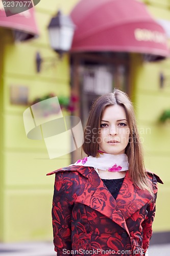 Image of Girl near the French restaurant