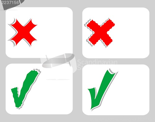 Image of Check mark stickers set on blank white card