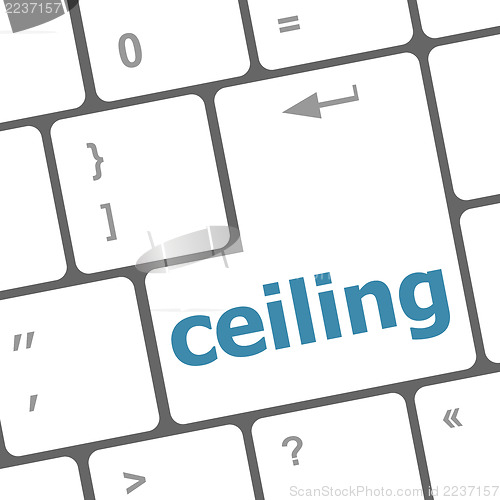 Image of ceiling word on computer pc keyboard key