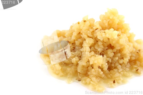 Image of Close up of Chopped Garlic on an isolated background