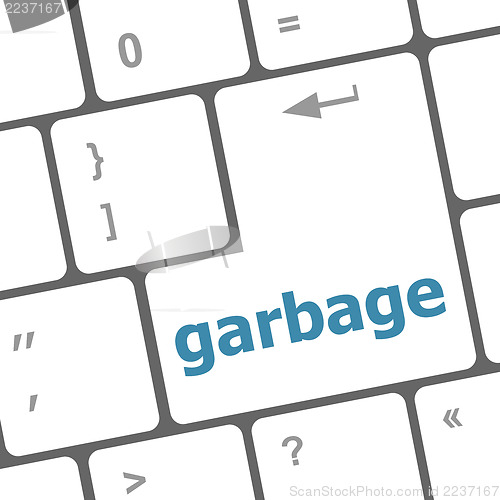 Image of garbage word on computer pc keyboard key