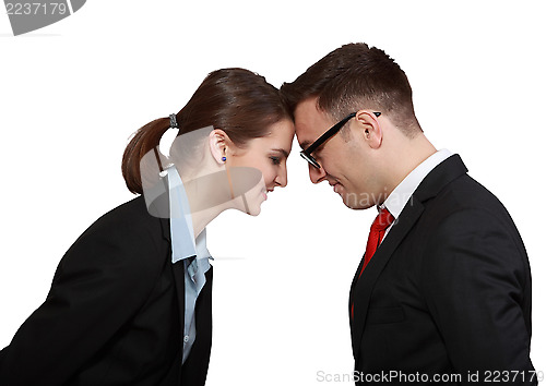 Image of Business Couple Head in Head