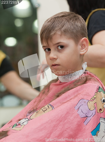 Image of Boy getting a haircut