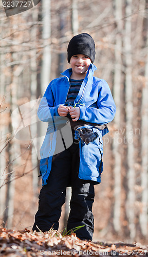 Image of Portrait of little boy outdoors