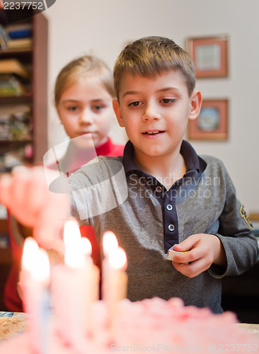 Image of Lighting the birthday candles