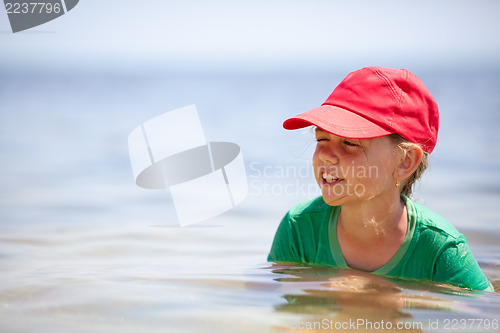 Image of Little girl in the sea