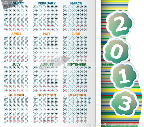 Image of Simple 2013 year calendar