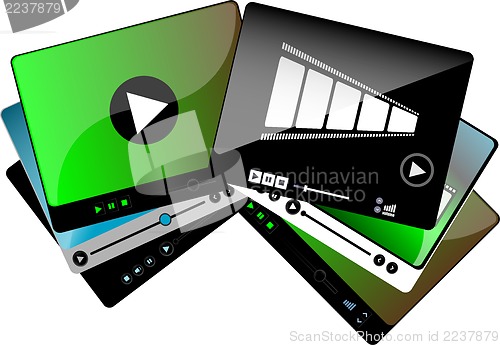 Image of video movie media player interface set isolated