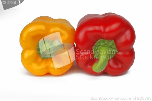 Image of Red and yellow peppers