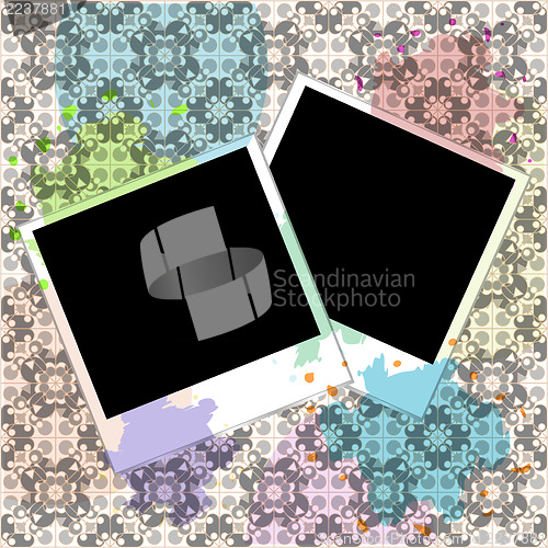 Image of instant photo with blot on grunge background