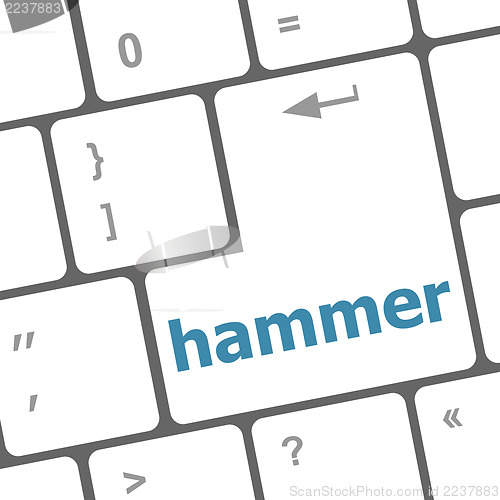 Image of hammer word on computer pc keyboard key