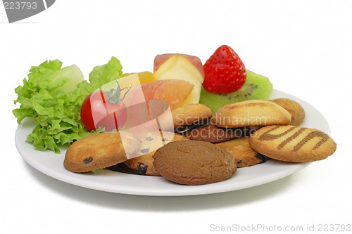 Image of Fruits and biscuits