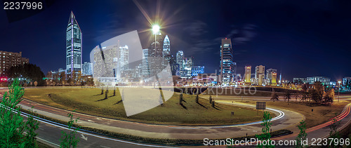 Image of Charlotte City Skyline night scene