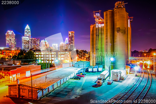 Image of Charlotte City Skyline night scene