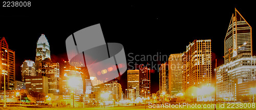 Image of Charlotte City Skyline night scene