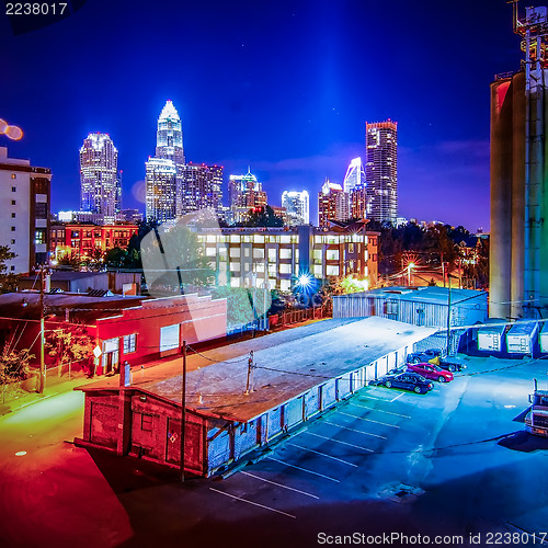 Image of Charlotte City Skyline night scene