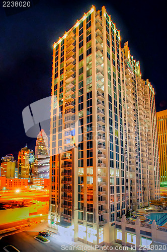 Image of Charlotte City Skyline night scene