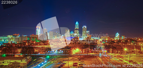 Image of Charlotte City Skyline night scene