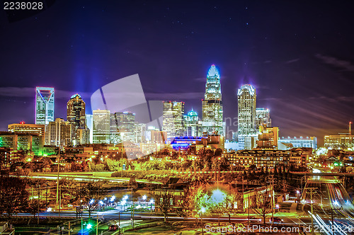 Image of Charlotte City Skyline night scene