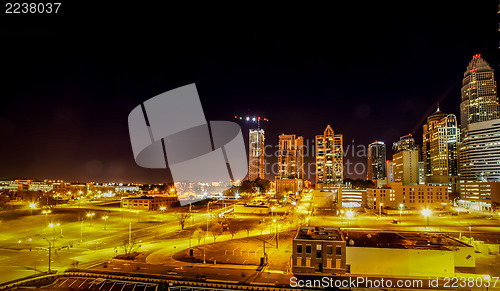 Image of Charlotte City Skyline night scene