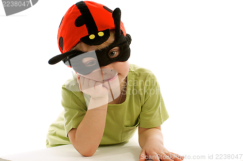 Image of Little Boy in Ladybug Hat