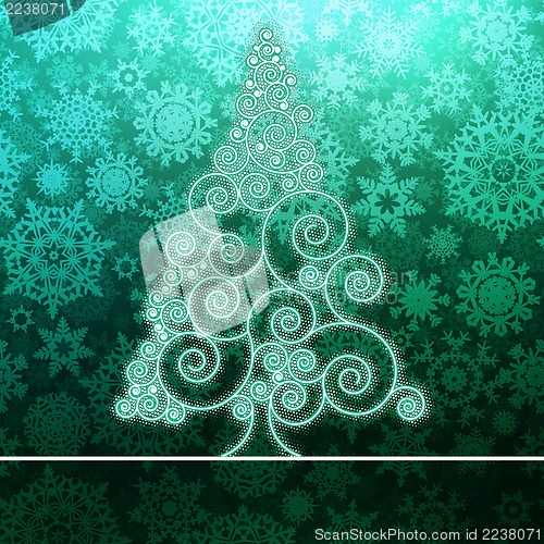 Image of Christmas card stylized green glowing. + EPS8