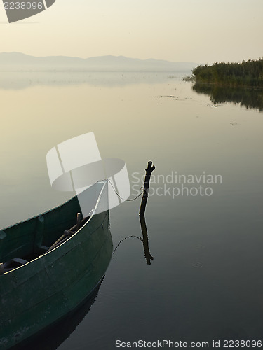 Image of Wooden boat and reeds