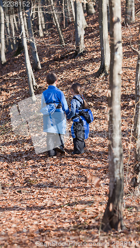 Image of Children walking in a forest