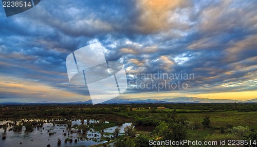 Image of sunrise in the wetlands of Roses