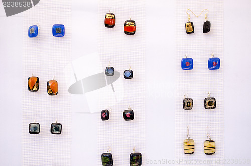 Image of earrings glass stone jewelery sell market fair  