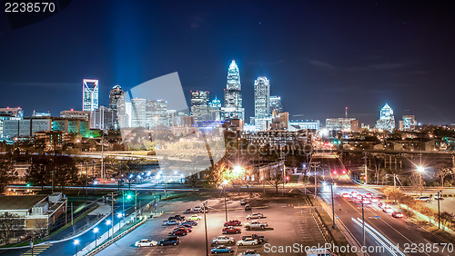 Image of Charlotte City Skyline night scene