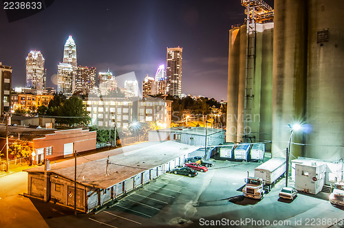 Image of Charlotte City Skyline night scene