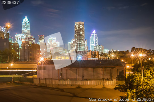 Image of Charlotte City Skyline night scene