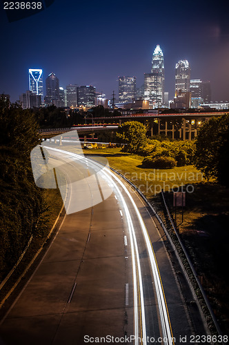 Image of Charlotte City Skyline night scene