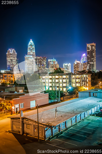 Image of Charlotte City Skyline night scene