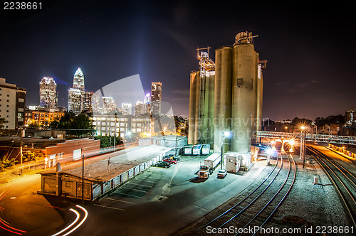 Image of Charlotte City Skyline night scene