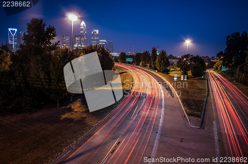 Image of Charlotte City Skyline night scene