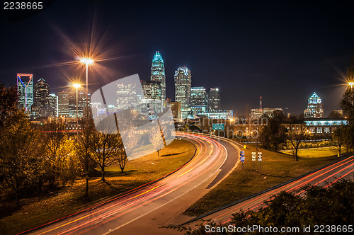 Image of Charlotte City Skyline night scene