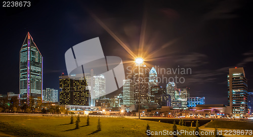 Image of Charlotte City Skyline night scene