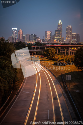 Image of Charlotte City Skyline night scene