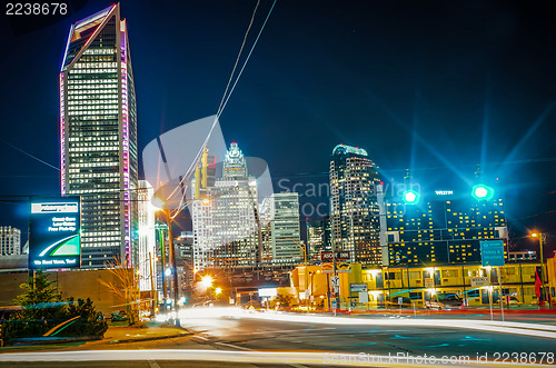 Image of Charlotte City Skyline night scene